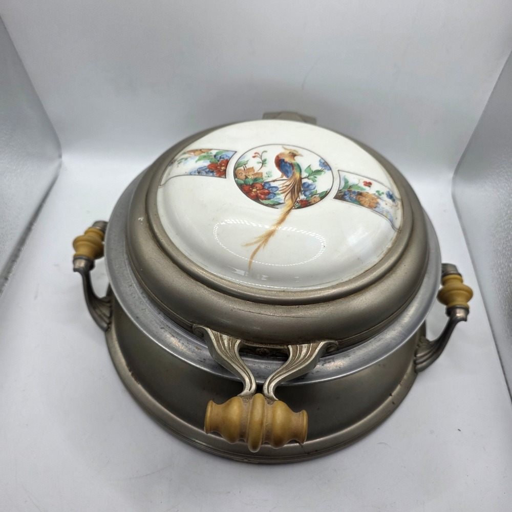 Antique Royal Rochester E-6473 Golden Pheasant Waffle Iron Art Deco 1920s